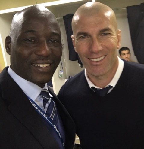 Tony Baffoe with Zinedine Zidane