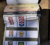 Torn ballot papers issued to voters  at the Temporary Booth Bayiri Polling Station