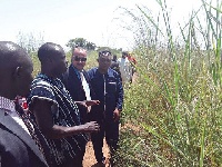 Mr Abdul Samad Gunu, MP for Savelugu inspecting the site for the construction with some stakeholders