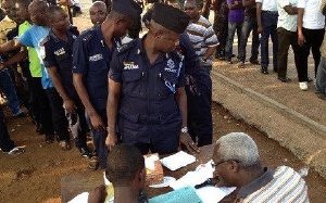 Security personnel at the voting centre to cast their vote