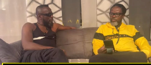 Isaac Otoo sitting with Dan Kwaku Yeboah during the interview