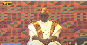 President John Dramani Mahama seated during his swearing-in ceremony