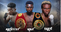 L-R: Ghanaian boxers, Mohammed Aryettey, Holy Dorgbetor and Samuel Takyi