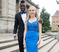Late Ghanaian footballer, Christian Atsu and his wife Marie-Claire Rupio