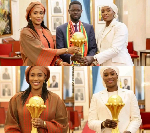 PHOTOS: Senegal President Faye and his wives pose with AFCON trophy PHOTOS: Senegal President Faye and his wives pose with AFCON trophy