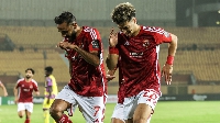 Al Ahly players celebrating after scoring