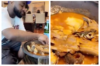 Nigerian Afrobeats star, Davido enjoying his fufu