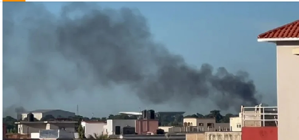 Black smoke rises from the scene of the attack