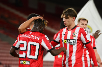 Kamaldeen Sulemana celebrates his goal with his teammates