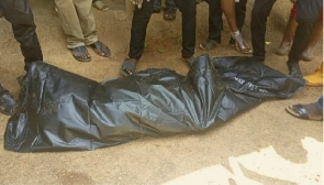Body of the deceased wrapped in polythene