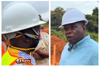 Kwame Agbodza (R) confronting the contractor (L)