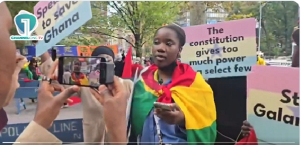 Some of the Ghanaians in the US protesting