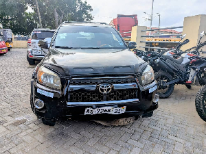 The black Toyota RAV4 allegedly used by the robbery suspects.