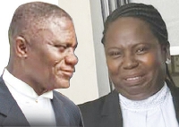 Justice Aboagye Tandoh (left) and Principal State Attorney, Stella Ohene Appiah