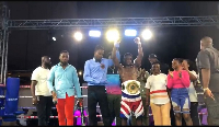 Emmanuel Mankattah Sackey with the UBO Africa Super Featherweight title