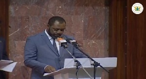 Education Minister, Dr. Matthew Opoku Prempeh giving a speech at the program