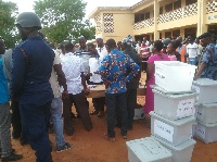 Vote counting at a pollen station in the Damongo Constituency