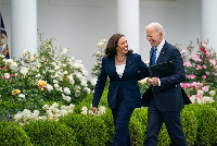 Joe Biden (right) with Kamala Harris