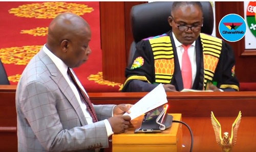 Health Minister, Kwaku Agyeman-Manu answering questions in parliament