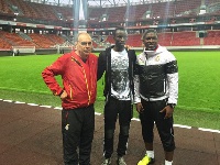 Black Stars head coach, Avram Grant with Konadu and Rabiu Mohammed