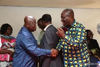 President Akufo-Addo in a handshake with TUC boss Dr. Yaw Baah