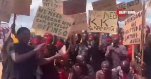 Some of the protesters on the streets of Offinso