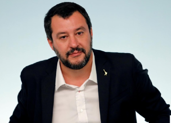 Interior Minister Matteo Salvini attends a news conference after a cabinet meeting