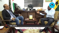 Palestinian Ambassador to Ghana, Abdalfatah Ahmed Khalil Alsatarri,  interacting with Daniel Oduro