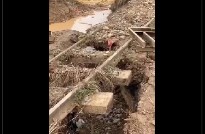 The railway line captured in a deplorable state