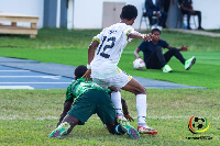 Ghana's Ernest Ofori in action against Nigeria