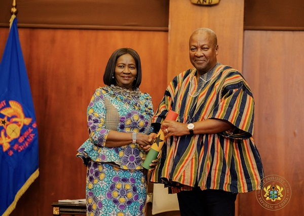 Vice President, Professor Naana Jane Opoku-Agyemang (L) and President Mahama