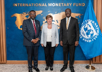 Johnson Asiamah (L), Kristalina Georgieva (M) and Ato Forson (R)