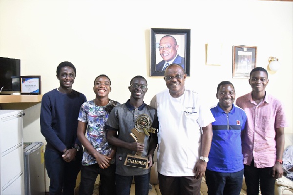 NSMQ team with Medifem Hospital CEO Dr. Richard Banful (middle)