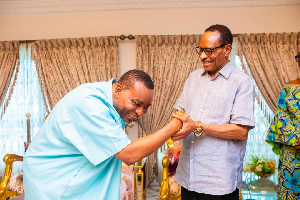 Chairman Wontumi in a hand shake with Stanley Nii Adjiri Blankson