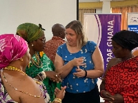 Canadian Acting High Commissioner to Ghana, Kathleen Flynn-Dapaah interacting with queenmothers
