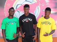 Cheetah FC players pose for photographers