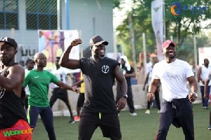 Stephen Appiah led the stars for the Celebrity Workout