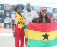 (R-L) Becca, John Dumelo and Jackie in Brazil before Ghana's game with Germany in 2014