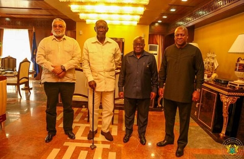 President Akufo-Addo in a photograph with Former Presidents of Ghana