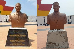 Koku Anyidoho ‘cries’ after plaque of Prof Mills' statue bearing his name is 'vandalised'