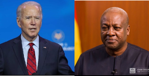 U.S. President Joe Biden and Ghana's President-Elect John Dramani Mahama