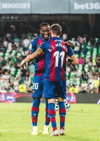 Dwamena provided an assist to help Levante beat Betis 3-0 on Saturday