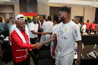 President Akufo-Addo greets Thomas Partey