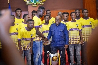 Medeama players with President Akufo-Addo