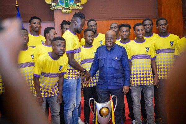 Medeama players with President Akufo-Addo