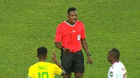 Referee Daniel Laryea in action durng WAC-Sundowns semi-final clash