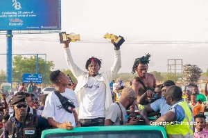Huge crowd welcomes Fancy Gadam at Tamale after VGMA win