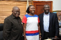 Francisca Oteng flanked by Nana Addo and Dr. Bawumia