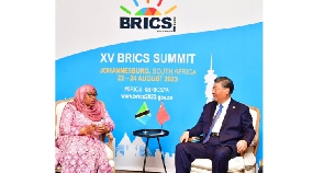 President Samia Suluhu Hassan with Chinese President Xi Jinping hold talks during the 15th Summit