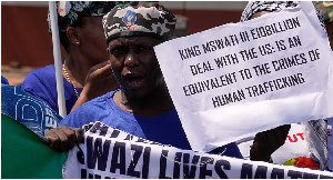 Eswatini pro-democracy activists protesting outside the US Embassy in Pretoria, SA, 19 Sep. 2025 Eswatini pro-democracy activists protesting outside the US Embassy in Pretoria, SA, 19 Sep. 2025